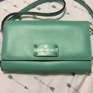 kate spade Mint Green Leather Crossbody Wallet